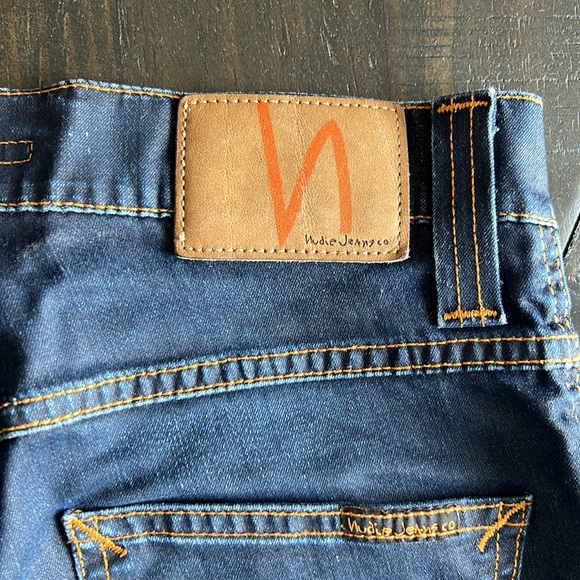 Distressed navy blue jeans, Nudie. - Picture 6 of 7